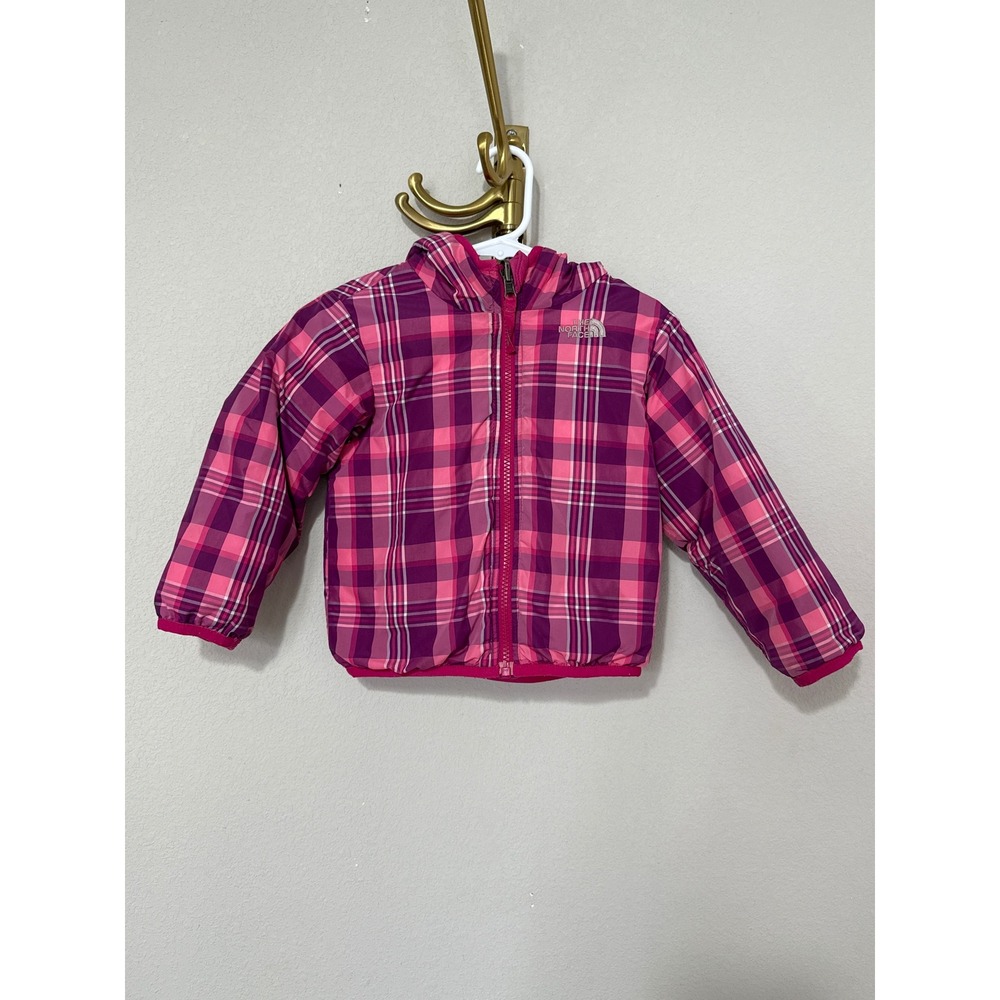 The North Face Down Reversible Jacket Toddler 2T Pink Plaid 550-Fill Puffer